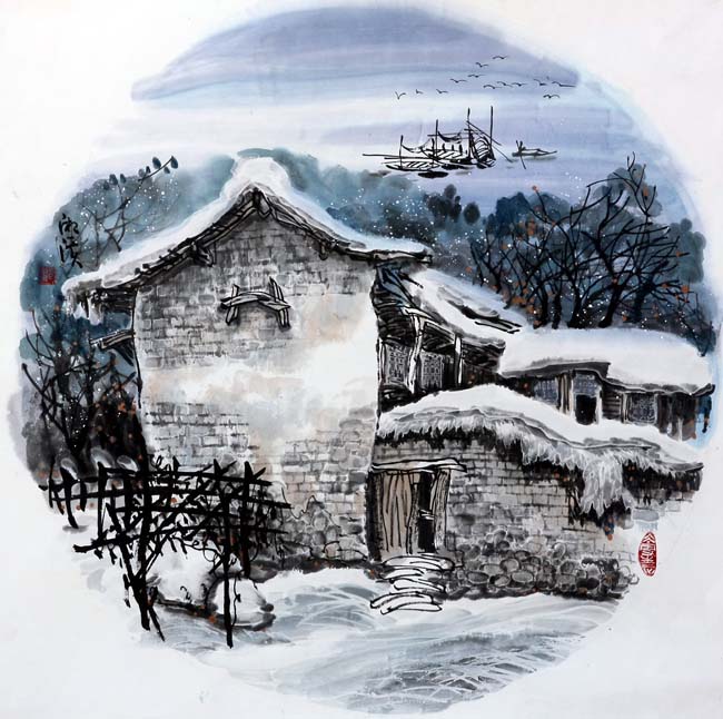 邹湘溪   江南雪韵  68x68cm  2008年